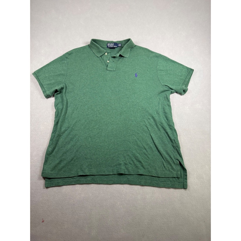 Polo Ralph Lauren Mens Green Heather Short Sleeve Cotton Polo Shirt Large L